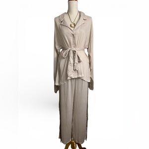 Nasty Gal Beige Fringe Two Piece Set